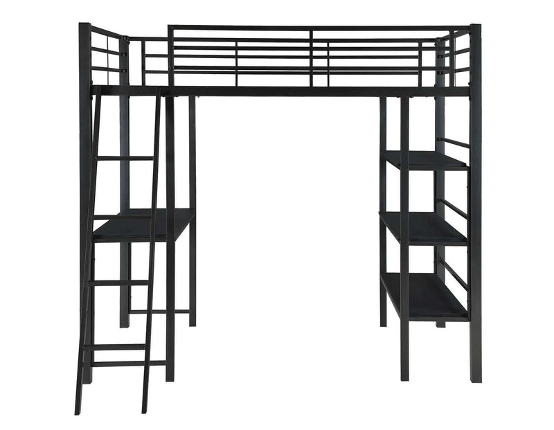 Hadley - Gunmetal - Twin Workstation Loft Bed - Ornate Home