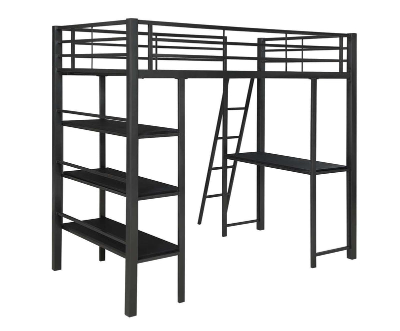 Hadley - Gunmetal - Twin Workstation Loft Bed - Ornate Home