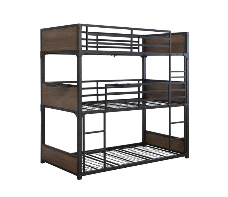 Nickerson Matte Black Twin Triple Bunk Bed