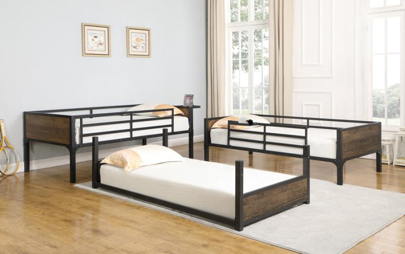 Nickerson Matte Black Twin Triple Bunk Bed