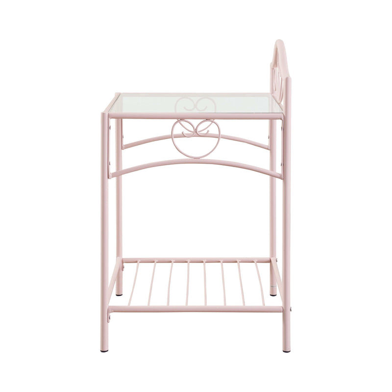 Massi - Powder Pink - Nightstand w/ Glass Top - Ornate Home