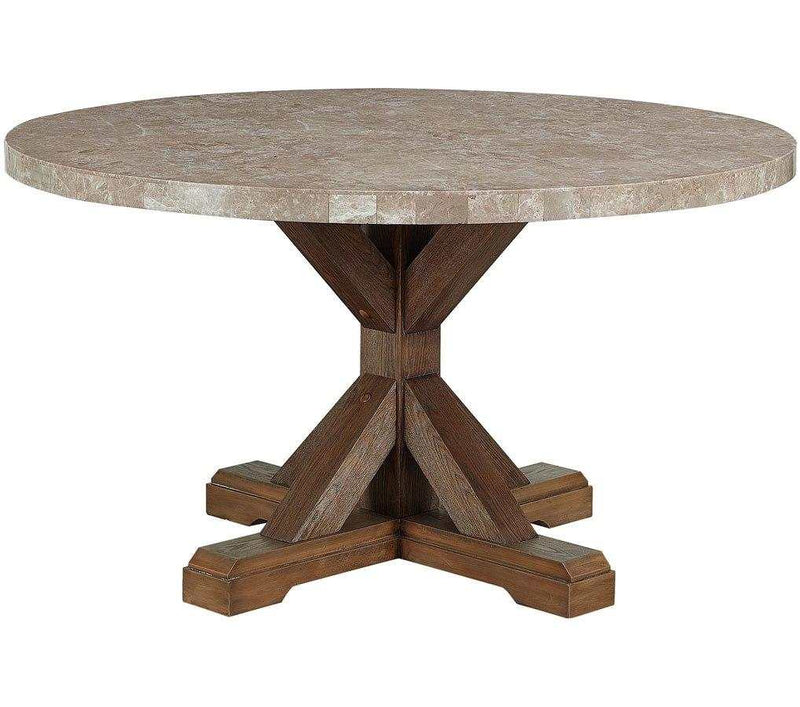 Vesper - Brown & Gray - Marble Round Dining Set - Ornate Home