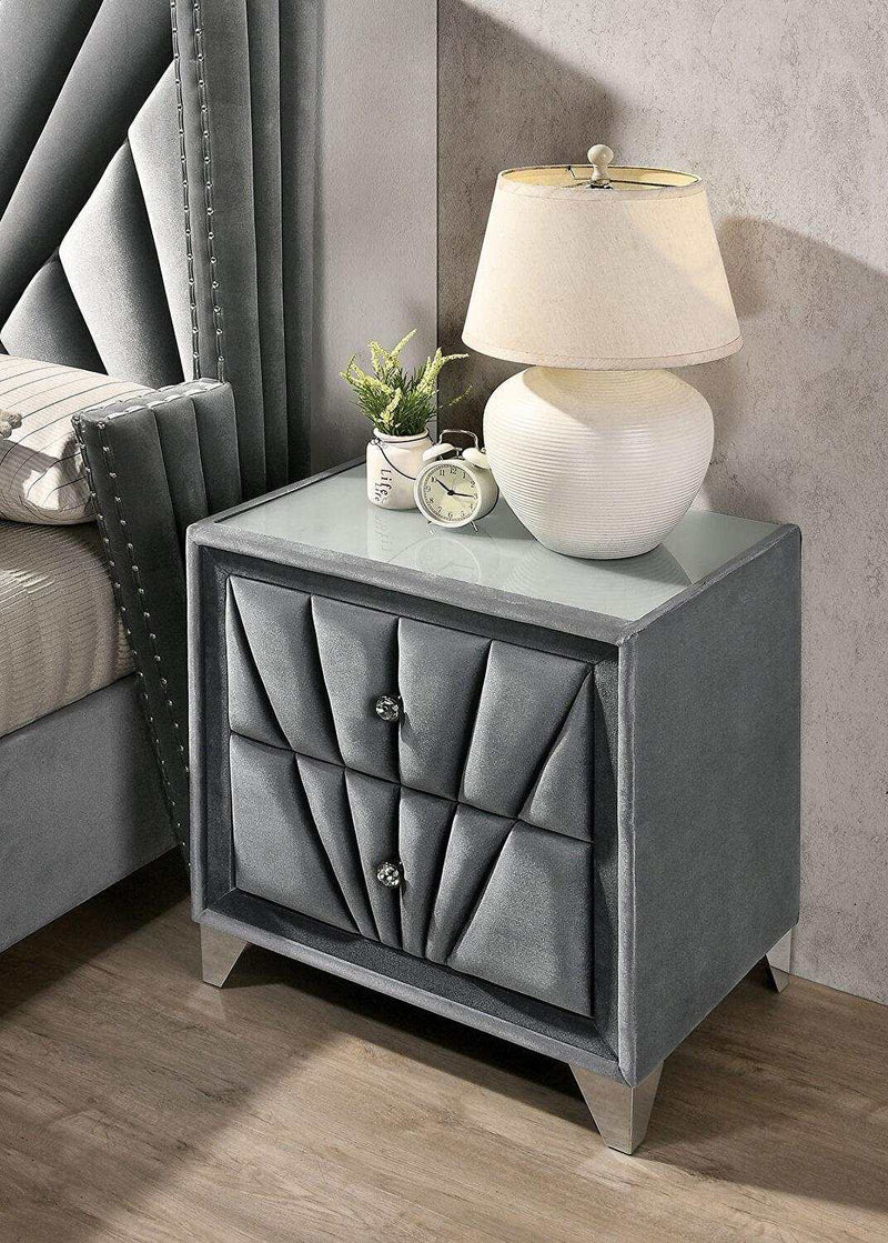 Carissa - Velvet Upholstered - Nightstand - Ornate Home