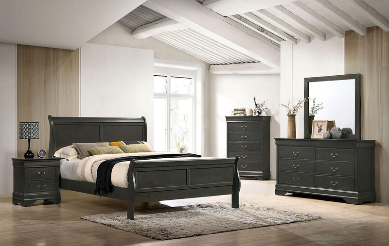 Louis Philippe Gray 5pc Queen Bedroom Set w/  2 Nightstands