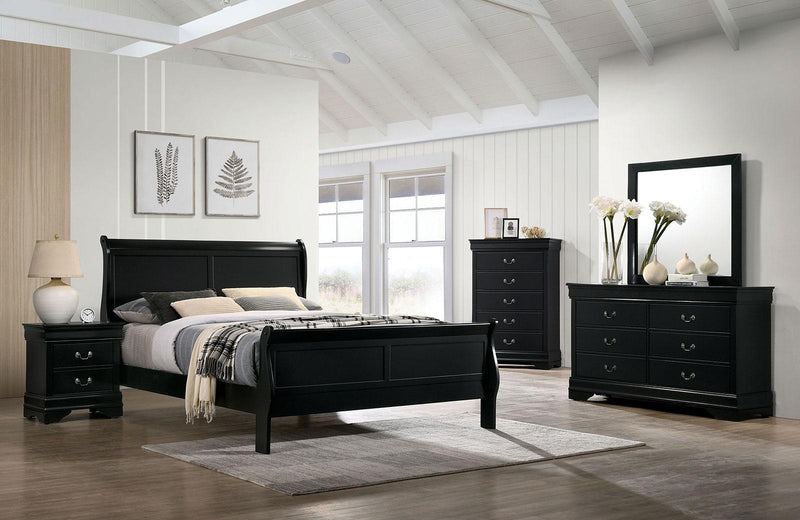 Louis Philippe Black E.King Bed