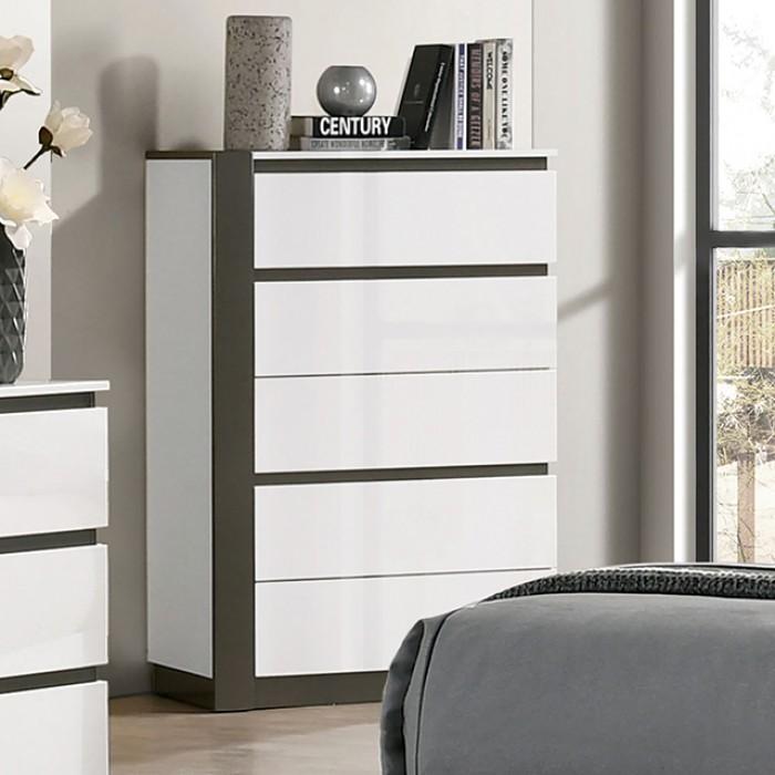 Birsfelden White & Metallic Gray Chest