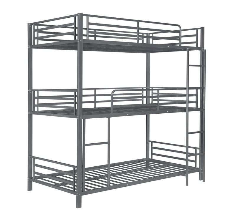 Maynard - Gunmetal - Metal Triple Twin Bunk Bed - Ornate Home