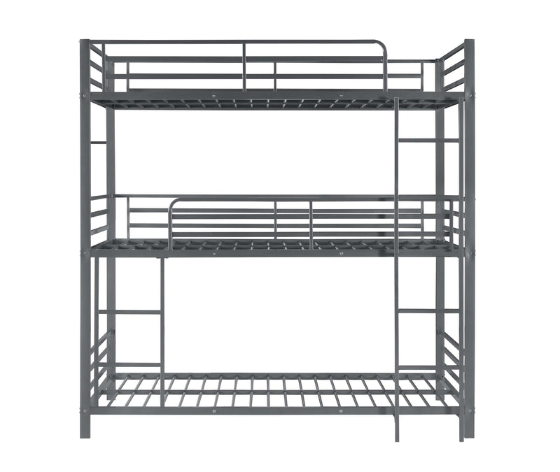 Maynard - Gunmetal - Metal Triple Twin Bunk Bed - Ornate Home