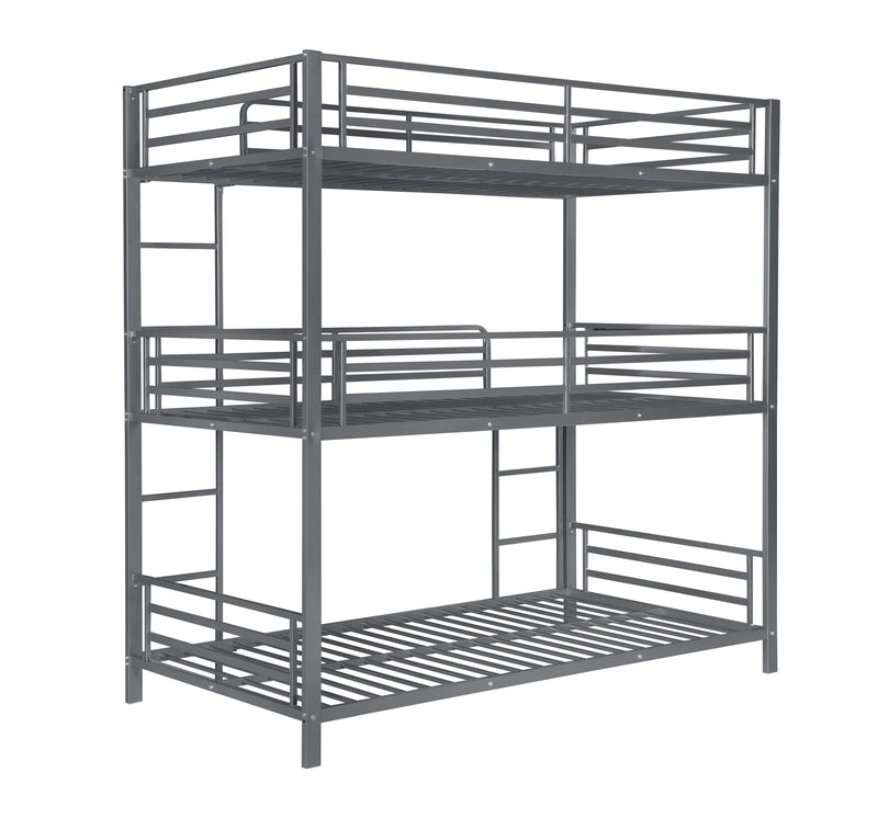 Maynard - Gunmetal - Metal Triple Twin Bunk Bed - Ornate Home