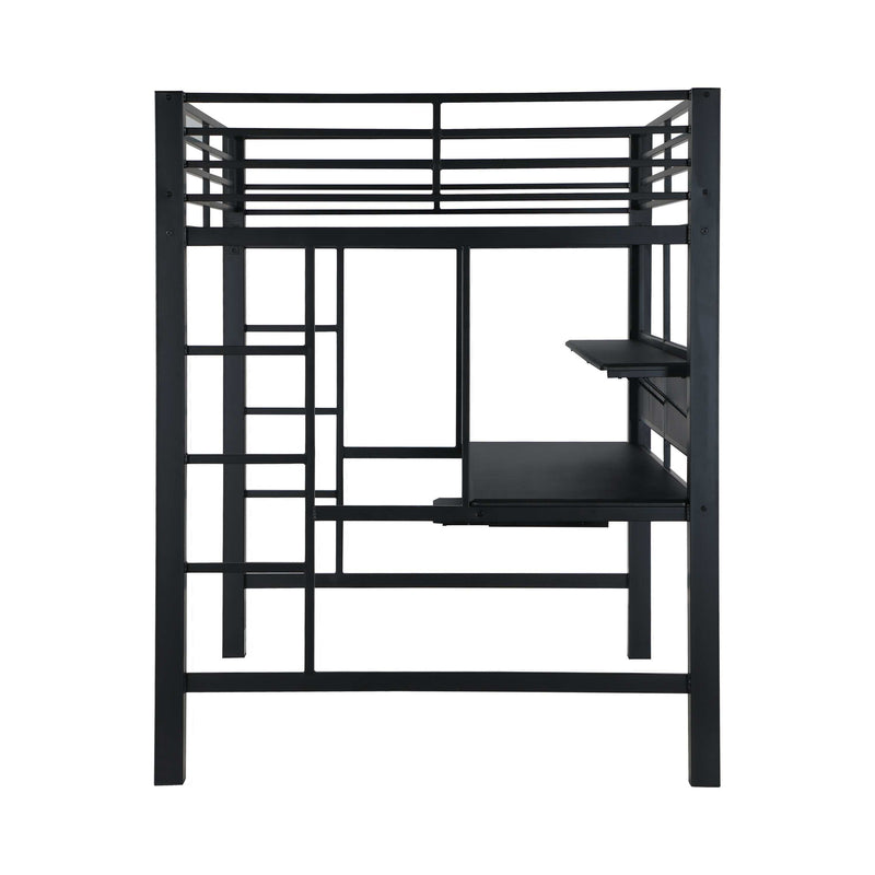 Avalon - Black - Full Workstation Loft Bed - Ornate Home