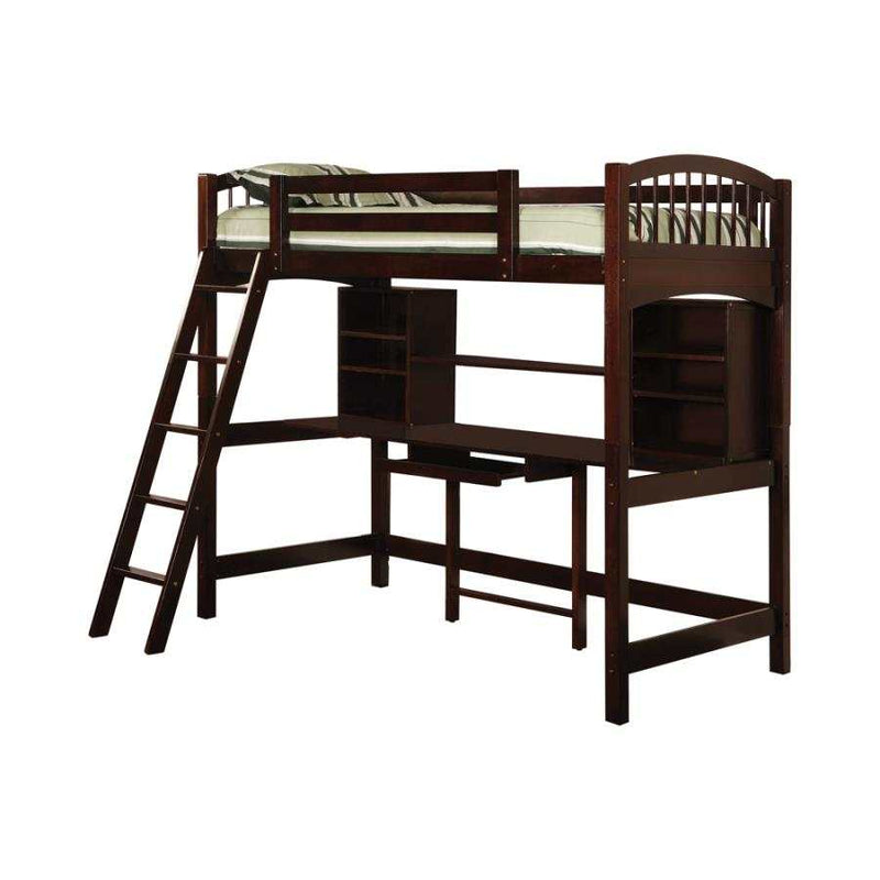 Perris - Cappuccino - Twin Workstation Loft Bed - Ornate Home