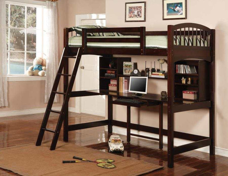 Perris - Cappuccino - Twin Workstation Loft Bed - Ornate Home