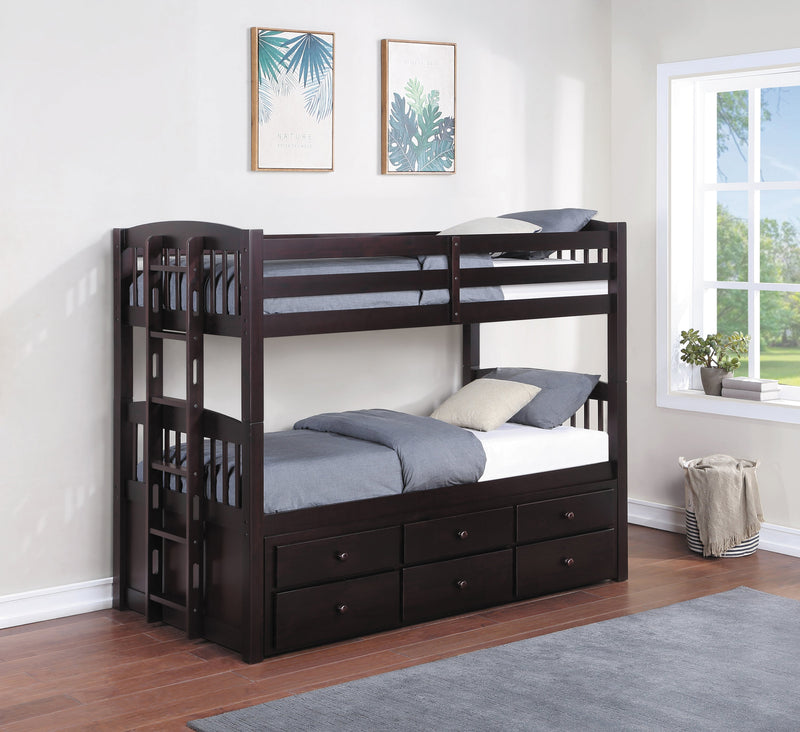 Kensington - Cappuccino - Twin Over Twin Bunk Bed w/ Trundle - Ornate Home