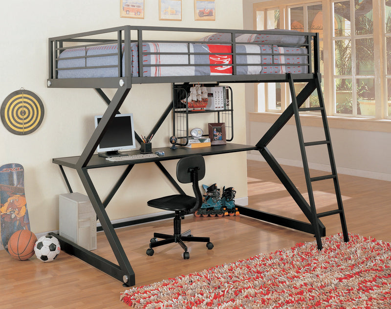 Parkview - Black - Full Workstation Loft Bed - Ornate Home