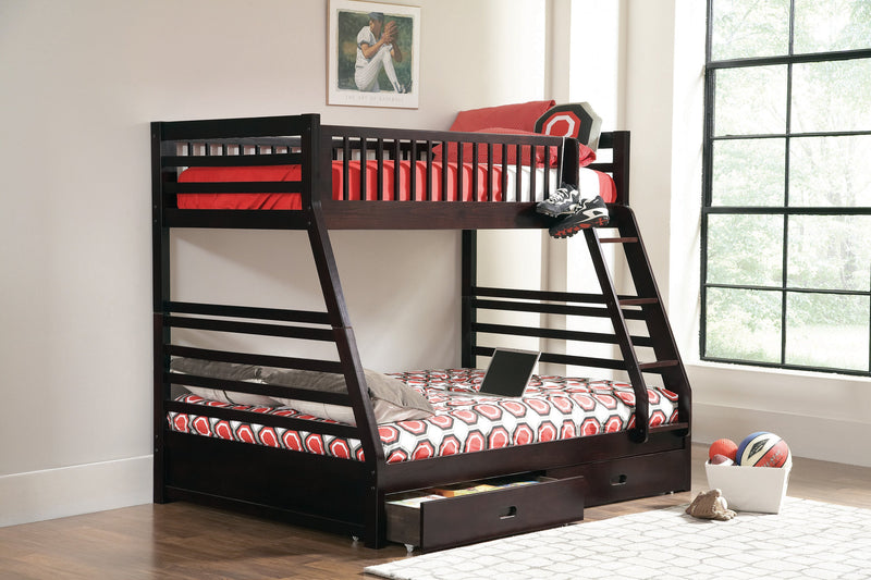 Ashton - Cappuccino - Twin Over Full 2-Drawer Bunk Bed - Ornate Home