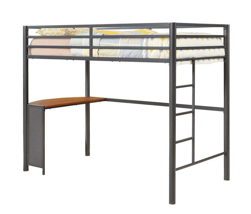 Fisher - Gunmetal - 2pc Metal Workstation Loft Bed Set - Ornate Home