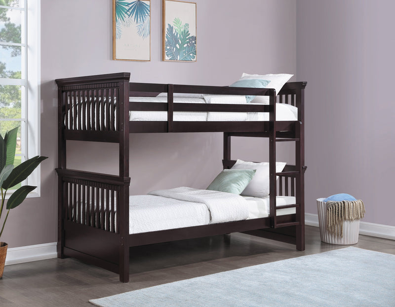 Miles - Cappuccino - Twin Over Twin Bunk Bed - Ornate Home