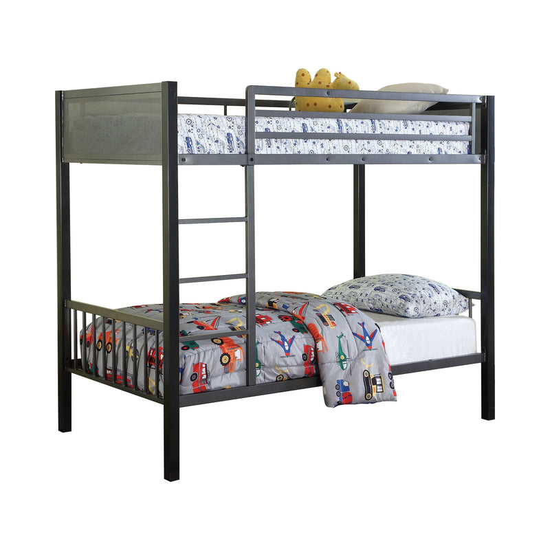 Meyers - Black & Gunmetal - Twin Over Twin Metal Bunk Bed - Ornate Home