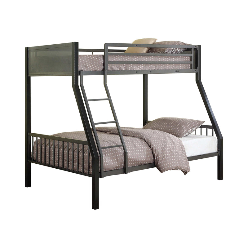 Meyers - Black & Gunmetal - Twin Over Full Metal Bunk Bed - Ornate Home