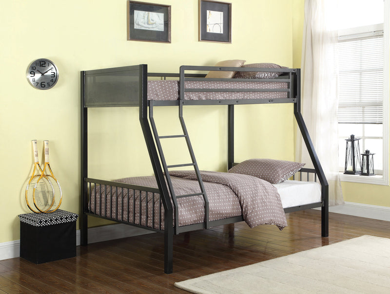 Meyers - Black & Gunmetal - Twin Over Full Metal Bunk Bed - Ornate Home