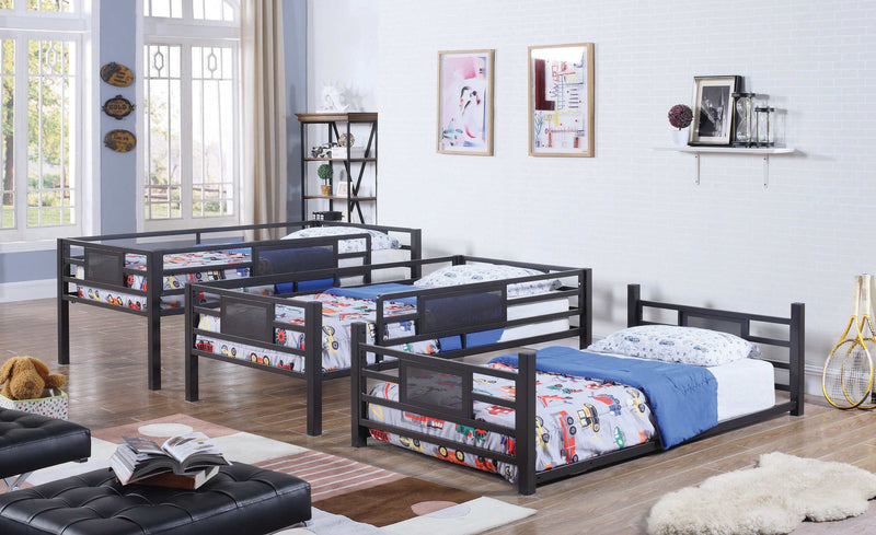 Rogen - Dark Bronze - Full Triple Bunk Bed - Ornate Home