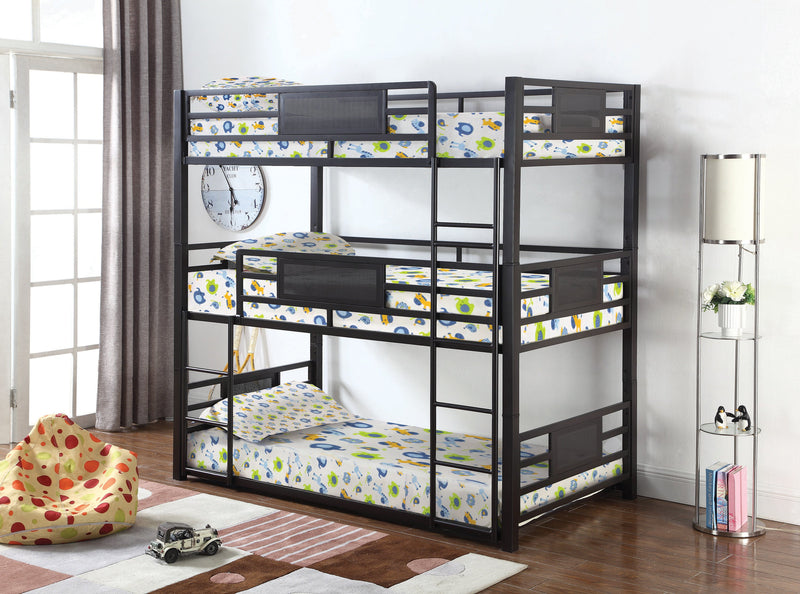 Rogen - Dark Bronze - Twin Triple Bunk Bed - Ornate Home