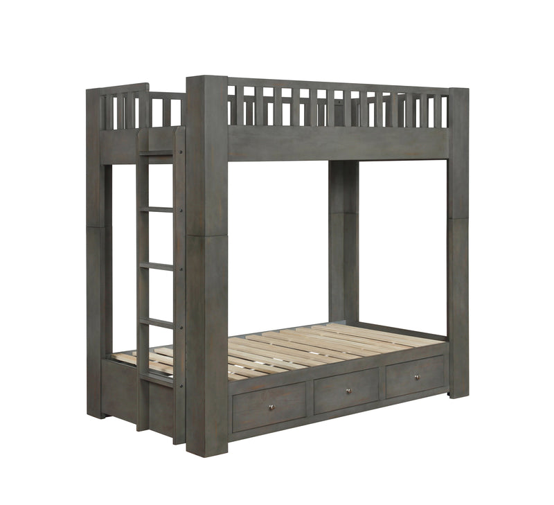 Wenco - Antique Grey - Twin/Twin Bunk Bed w/ Storage - Ornate Home