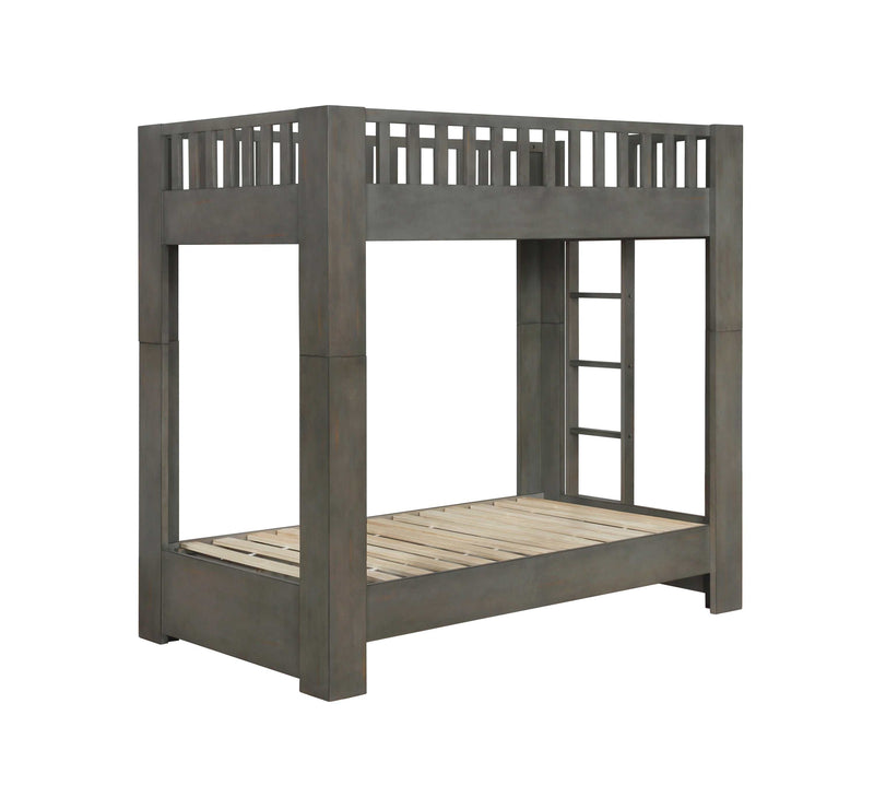 Wenco - Antique Grey - Twin/Twin Bunk Bed w/ Storage - Ornate Home