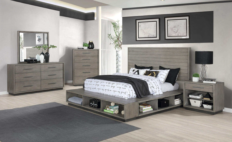 Derbyshire - Grey Oak - Eastern King Storage Bed - Ornate Home