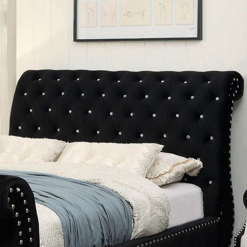 Noella - Black - Cal King Sleigh Platform Bed - Ornate Home