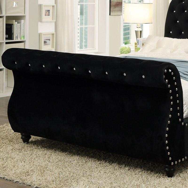 Noella - Black - Cal King Sleigh Platform Bed - Ornate Home