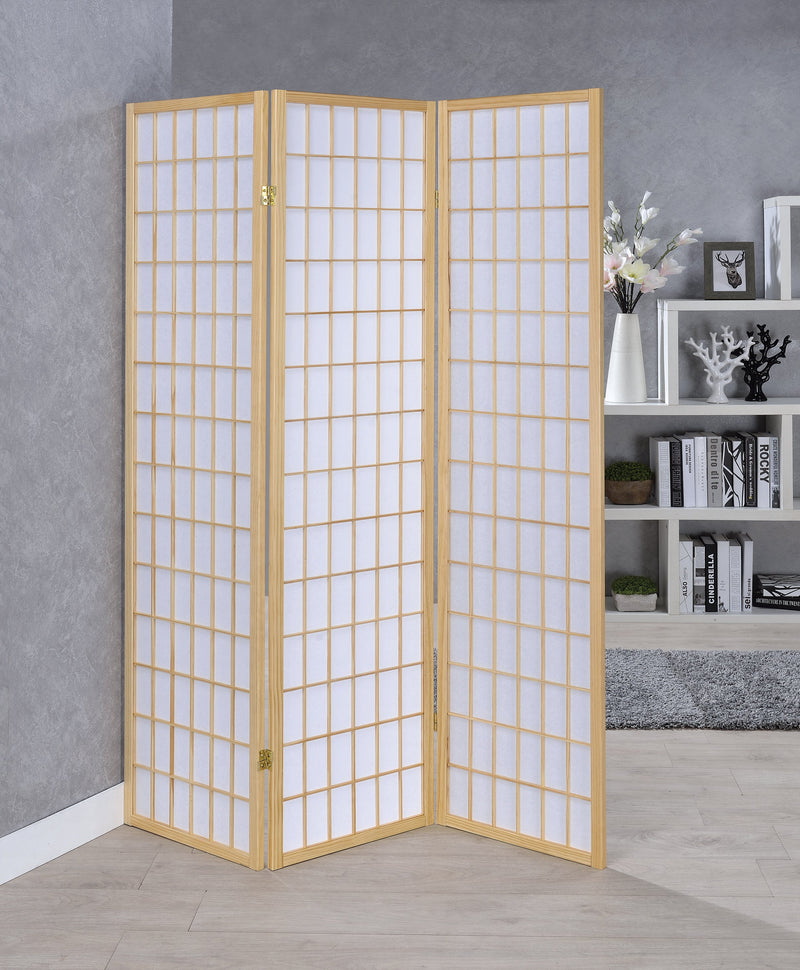 Carrie Natural & White 3pc Panel Screen