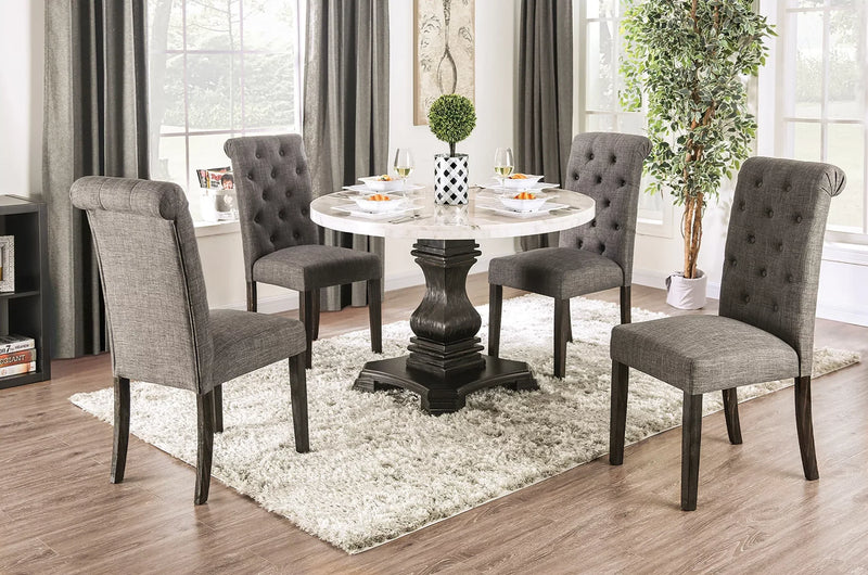 Elfredo Antique Black, & Light Gray 5pc Dining Room Set