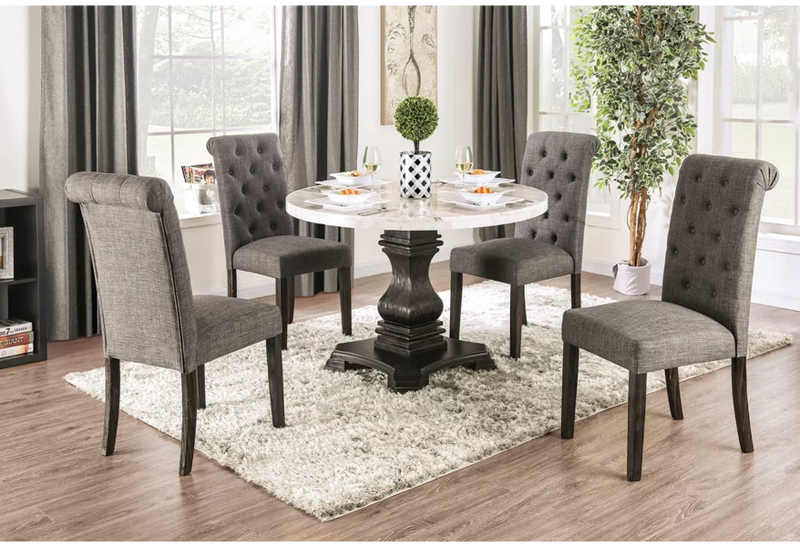 Elfredo Antique Black, & Gray 5pc Dining Room Set