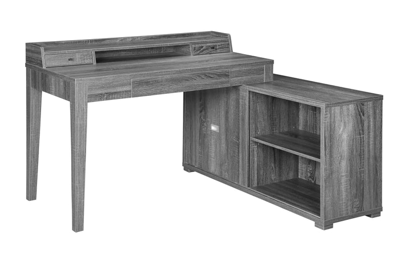 Jamara - Weathered Grey - L-shape Office Desk w/ Power Outlet - Ornate Home