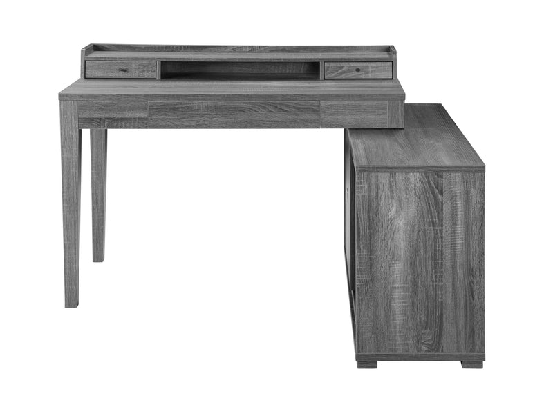 Jamara - Weathered Grey - L-shape Office Desk w/ Power Outlet - Ornate Home