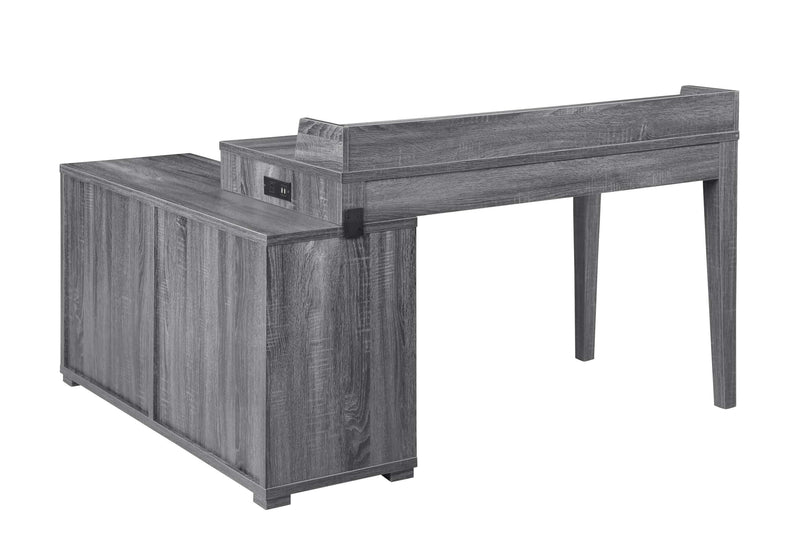 Jamara - Weathered Grey - L-shape Office Desk w/ Power Outlet - Ornate Home