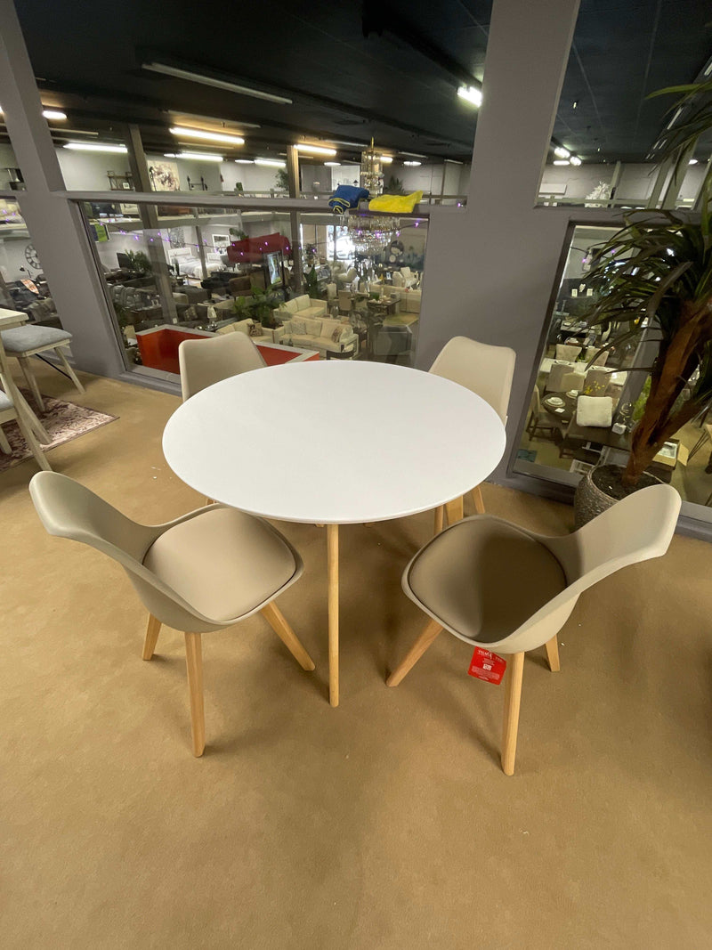 Breckenridge - Matte White & Natural Oak - Round Dining Table - Ornate Home