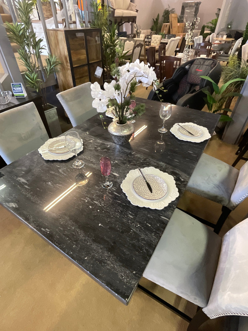 Opheim II Genuine Marble Top & Black Counter Height Table