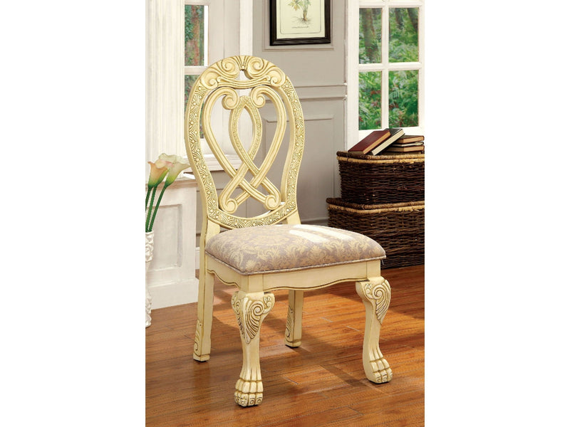 Wyndmere Vintage White & Beige Side Chair (Set of 2)