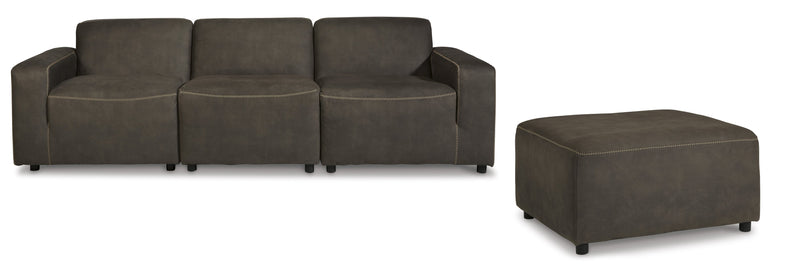 Allena Gunmetal Modular Sectional Sofa w/ Ottoman