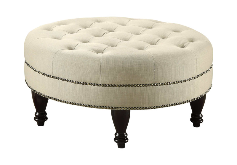 Brax - Oatmeal - Round Ottoman - Ornate Home