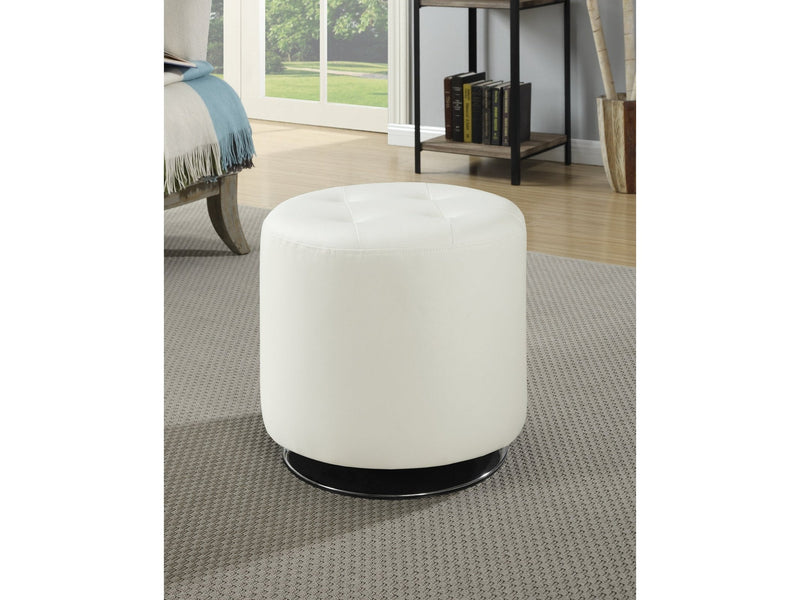 Bowman White Round Ottoman