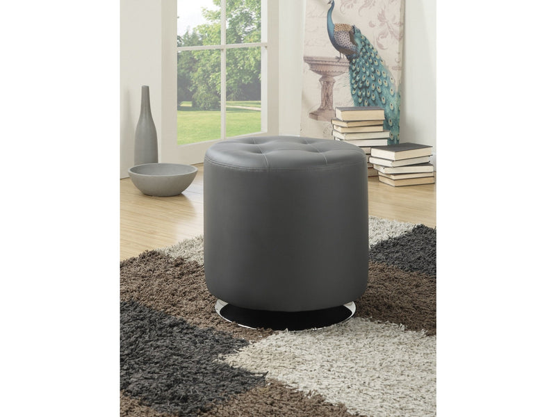 Bowman Grey Round Ottoman