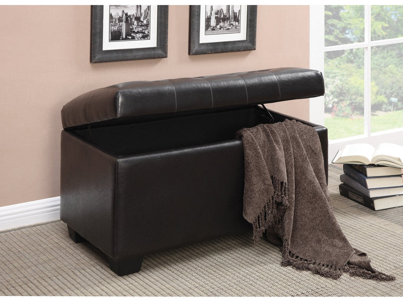 Zavier - Dark Brown - Ottoman w/ Storage - Ornate Home