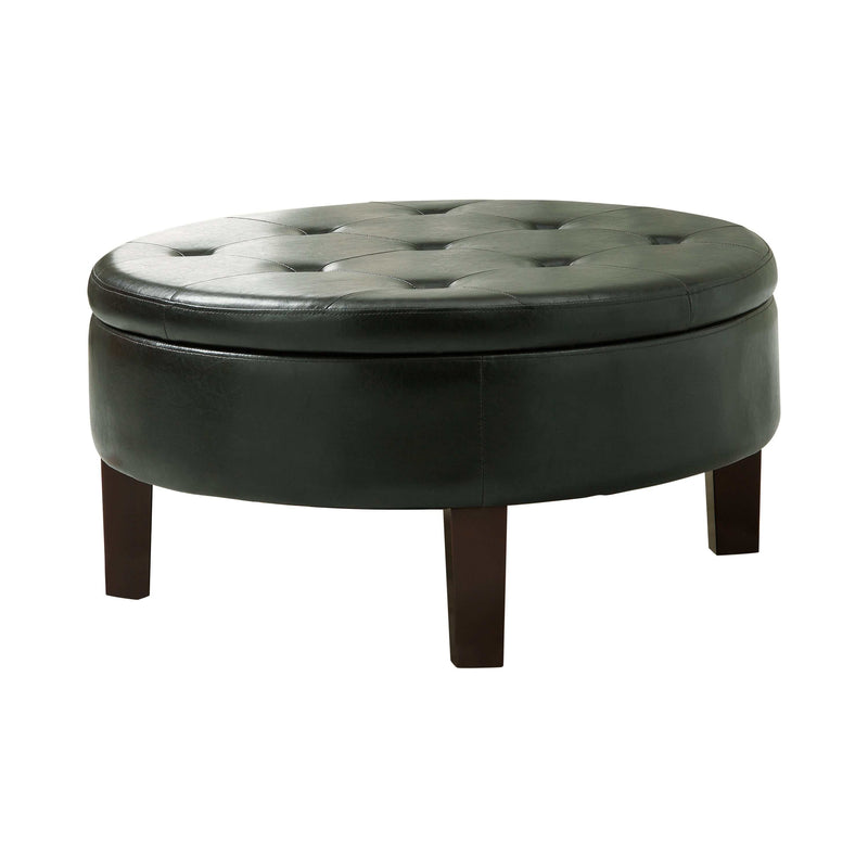 Emrys - Dark Brown - Round Ottoman w/ Storage - Ornate Home