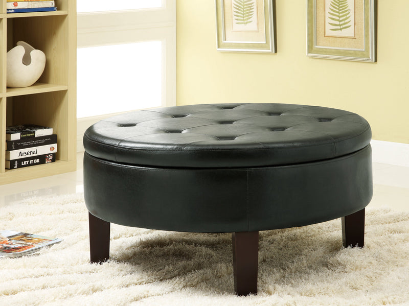 Emrys - Dark Brown - Round Ottoman w/ Storage - Ornate Home