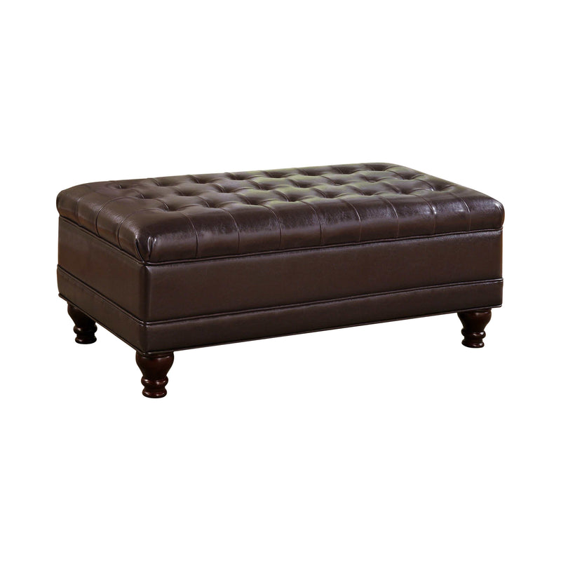 Zavier - Dark Brown - Ottoman w/ Storage - Ornate Home