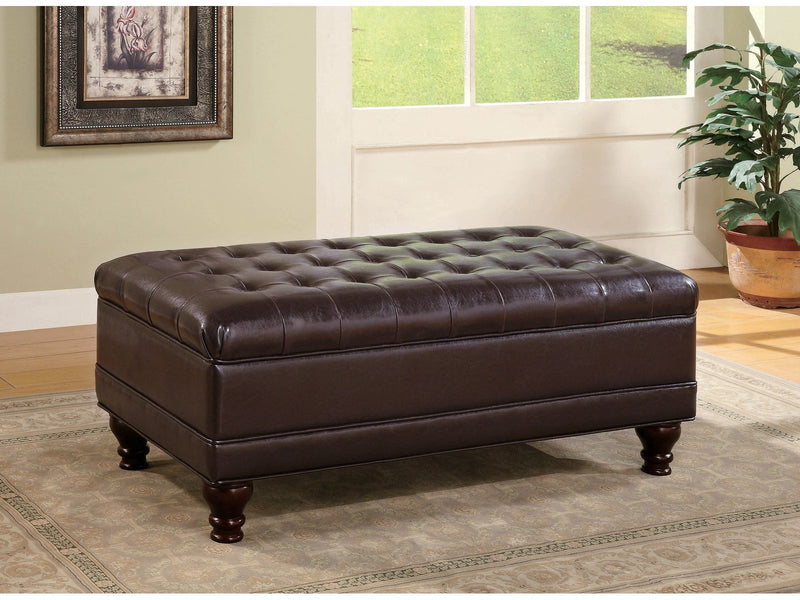 Zavier - Dark Brown - Ottoman w/ Storage - Ornate Home