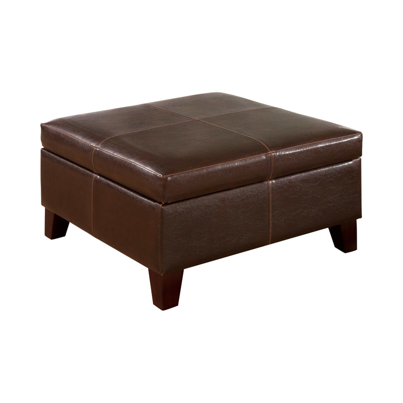 Zavier - Dark Brown - Square Ottoman w/ Storage - Ornate Home